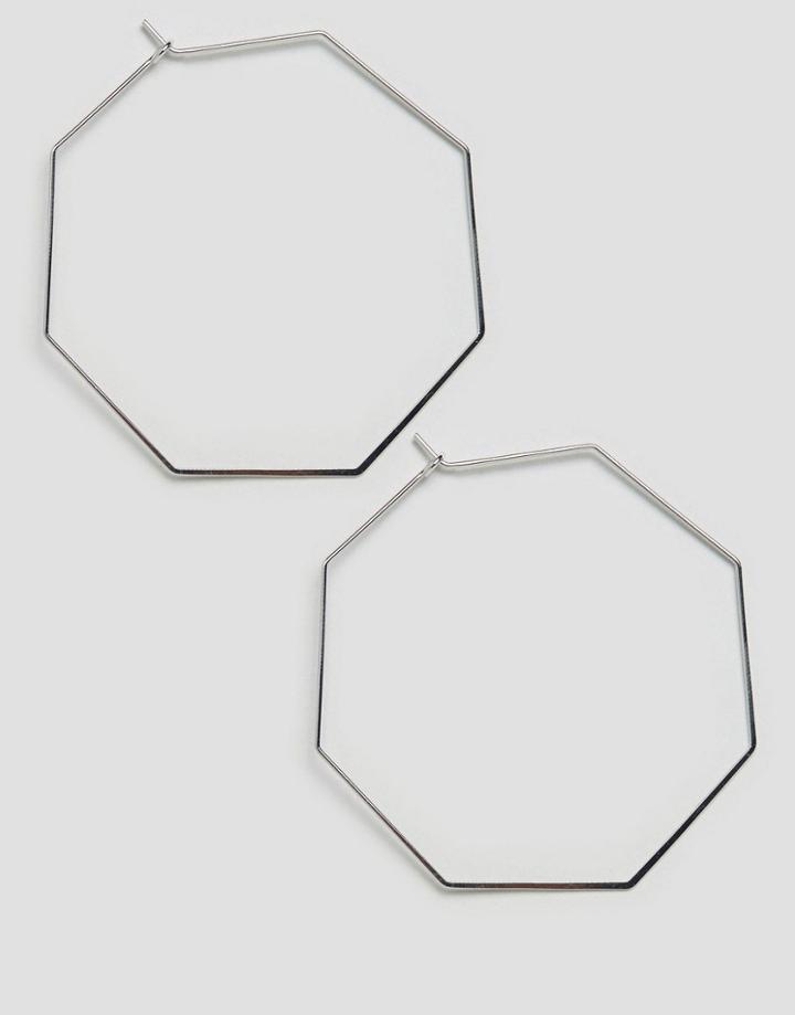 Orelia Silver Oversized Hexagon Hoop Earrings - Silver