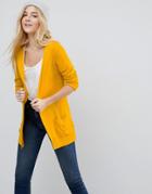 Asos Cardigan In Fine Knit With Rib Detail - Yellow
