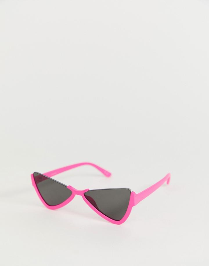 Asos Design Half Frame Plastic Butterfly Sunglasses - Pink