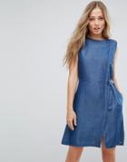 Bellfield Disi Denim Wrap Dress - Blue