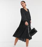 Asos Design Tall Textured Tiered Midi Smock Dress In Polka Dot-multi