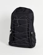 Asos Design Backpack With Bungee Cords In Black Nylon