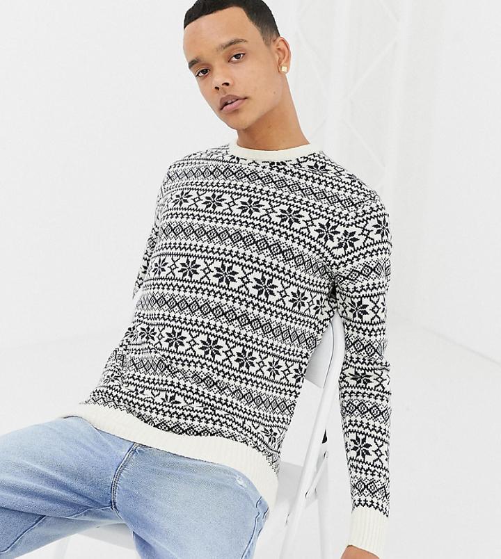 Another Influence Tall Fairisle Knit Sweater - Navy