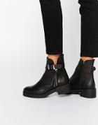 Miista Queenie Chunky Strap Leather Ankle Boots - Black