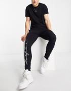 Asos Dark Future Super Skinny Sweatpants With Logo Print In Black - Part Of A Set