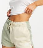 The North Face Color Block Shorts In Green/ Beige Exclusive At Asos