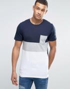 Jack & Jones Core Color Block T-shirt With Pocket - Navy