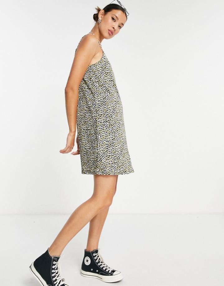 Only Strappy Mini Cami Dress In Ditsy Floral Print-multi