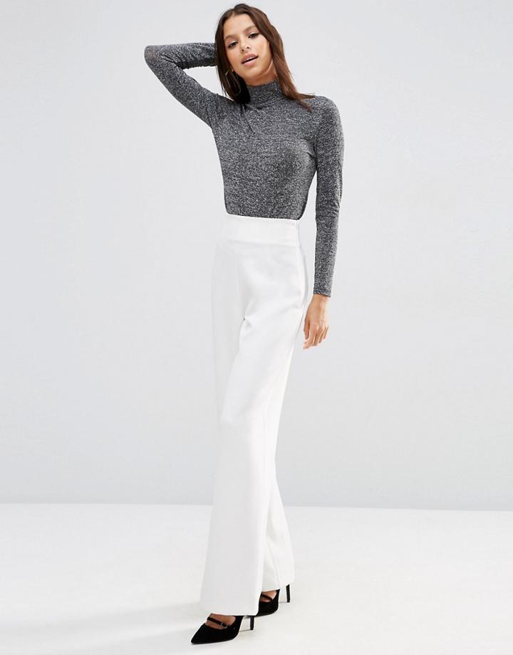Asos Super High Waist Trouser With Wide Leg - White