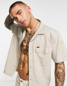 Lee Relaxed Fit Short Sleeve Twill Shirt In Stone-neutral