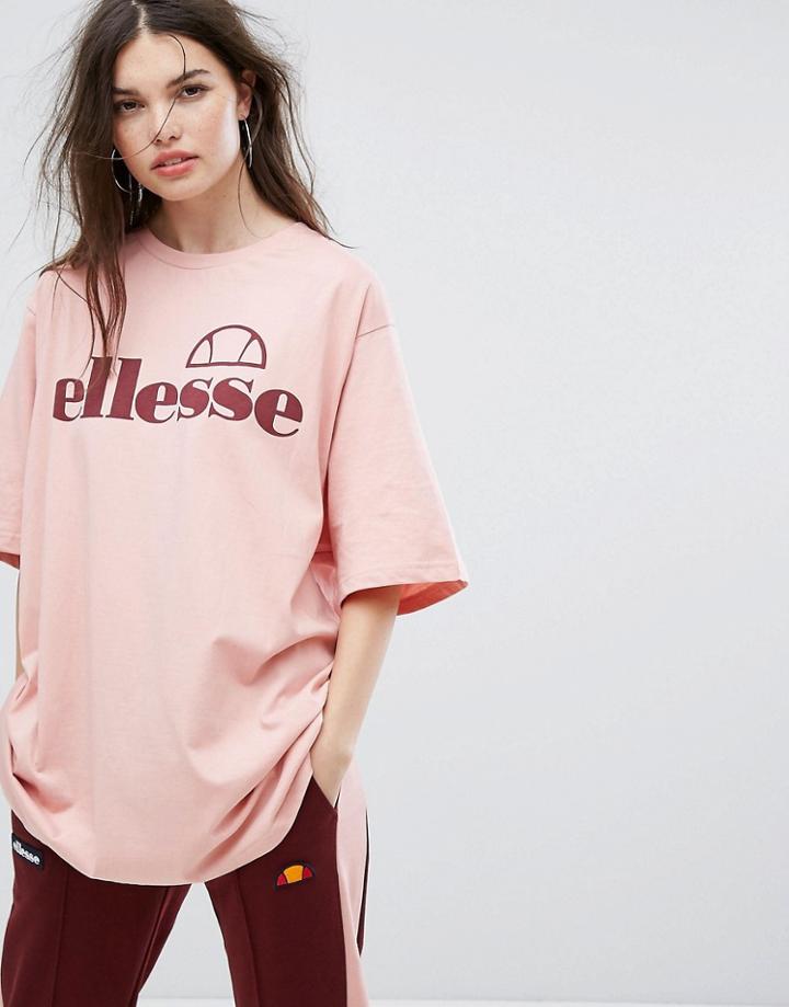 Ellesse Oversized T-shirt With Front Logo - Pink
