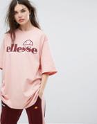 Ellesse Oversized T-shirt With Front Logo - Pink