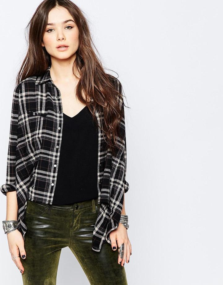 Blank Nyc Plaid Flannel Shirt With Tail - Bipolar Texter