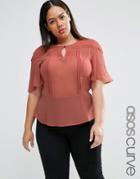 Asos Curve Tea Blouse With Scallop Detail - Pink
