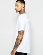 Asos Longline T-shirt With Scoop Back Hem In White - White