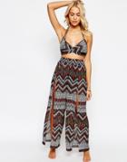 Asos Multi Chevron Print Split Beach Pant Co- Ords - Multi Chevron