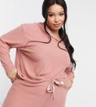 New Look Curve Lounge Coordinating Soft Ribbed Hoodie In Pink