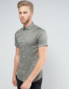 Jack & Jones Premium Short Sleeve Super Slim Smart Shirt - Green