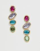 Asos Design Earrings With Pastel Gem Stones In Gold Tone - Gold