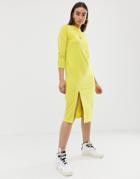 Asos Design Midi Slub Sweat Dress-green