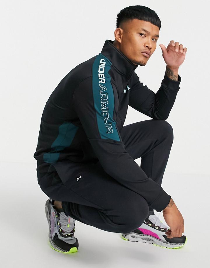 Under Armour Sportstyle Graphic Track Jacket In Black And Green