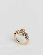 Asos Design Ornate Monogram 's' Initial Ring - Gold