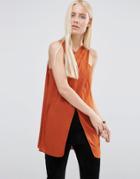 Asos Longline Wrap Front Bandeau Top - Brown