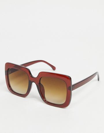 Monki Hanni Oversized Square Sunglasses In Brown
