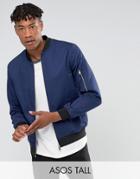 Asos Tall Bomber Jacket In Blue - Blue