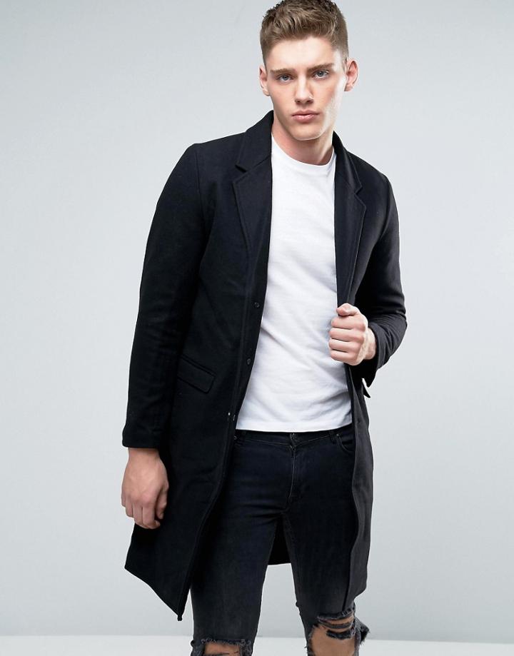 Lindbergh Overcoat In Black Wool - Black