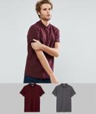 Asos Short Sleeve Polo In Jersey 2 Pack Save - Multi