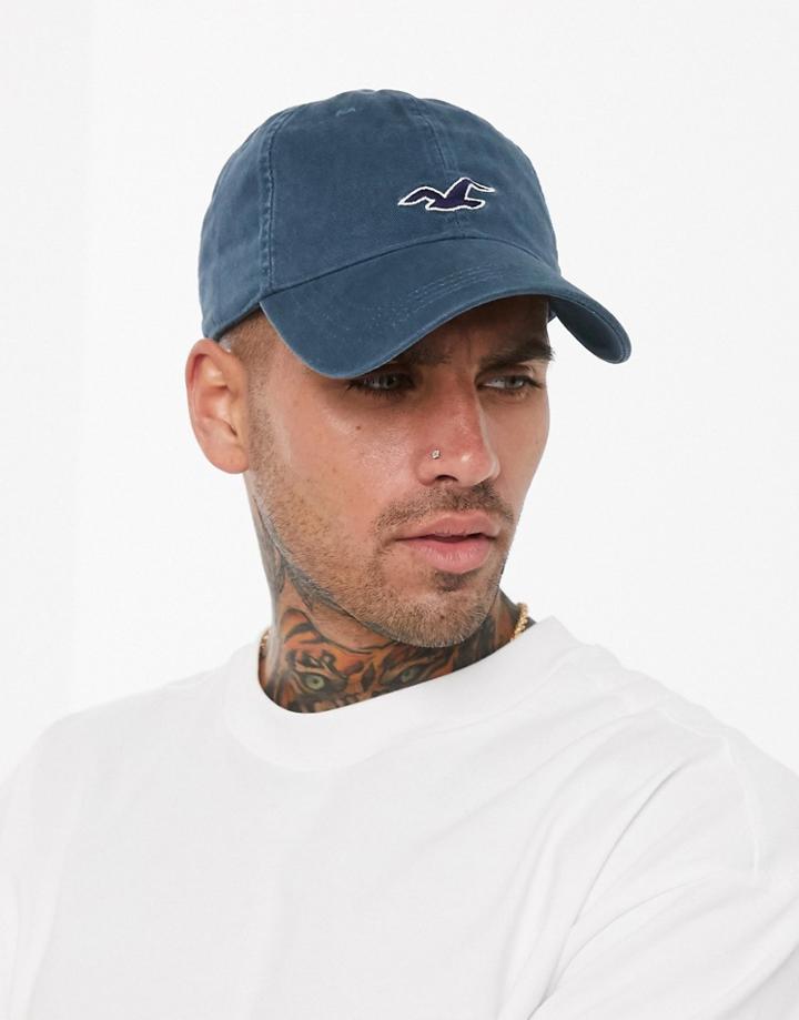Hollister Icon Logo Dad Baseball Cap In Navy - Navy
