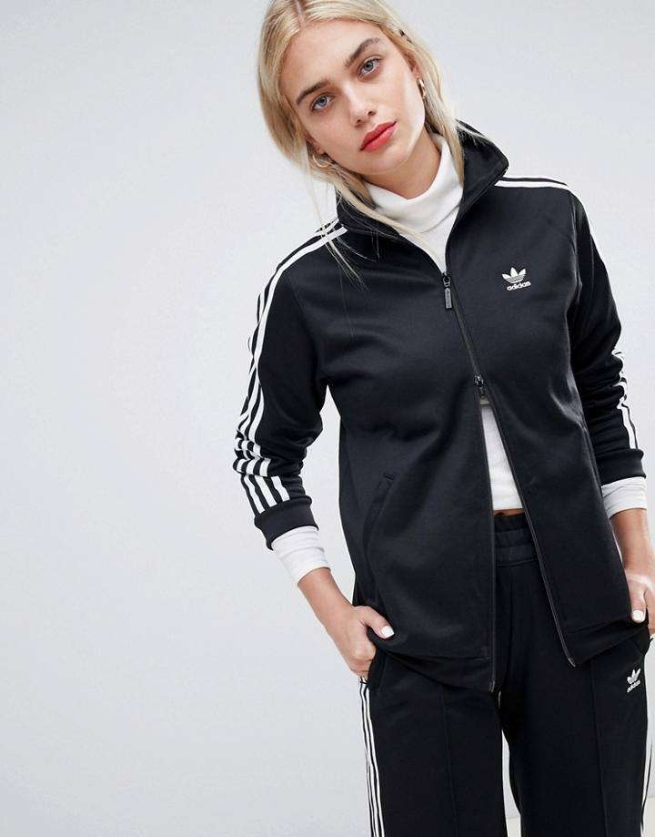 Adidas Originals Three Stripe Track Jacket In Black - Black