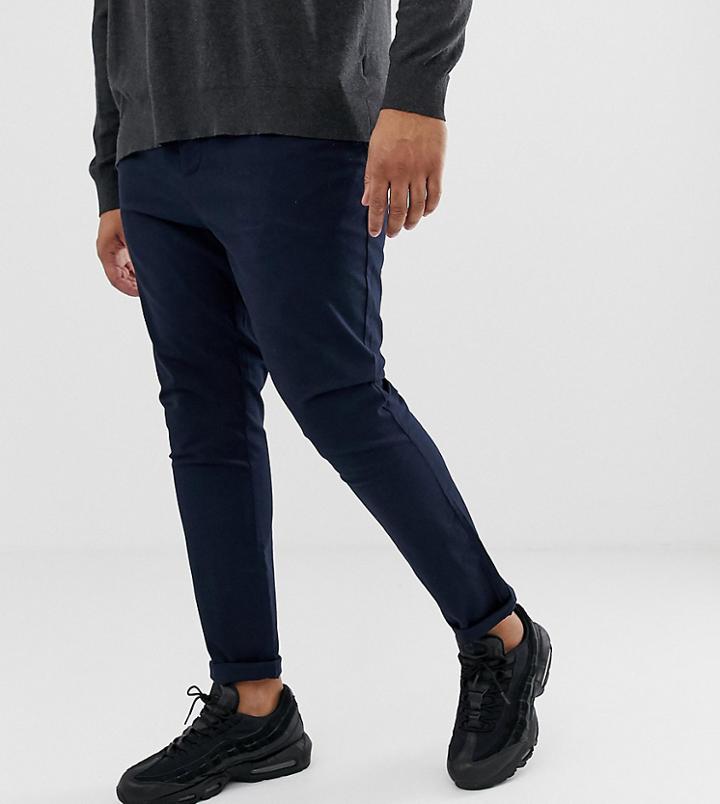 Asos Design Plus Skinny Chinos In Navy - Navy