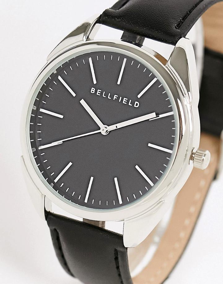 Bellfield Mens Contemporary Watch In Black-silver