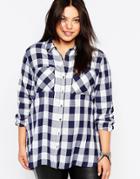 Boohoo Plus Gingham Check Shirt - Navy