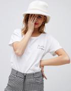 Noisy May Chest Slogan T-shirt-white