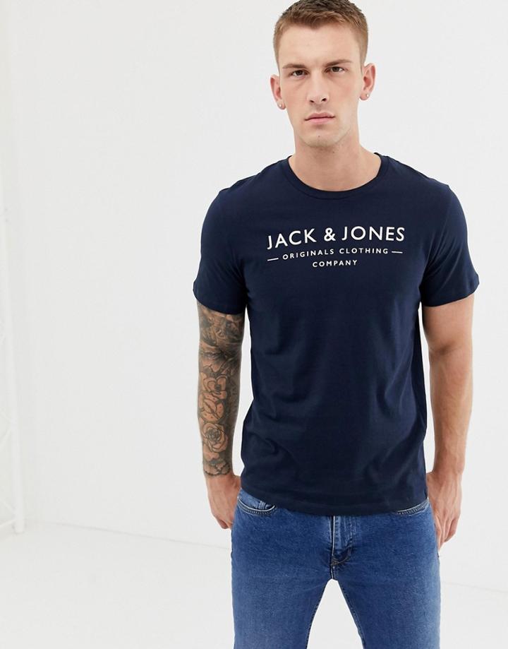 Jack And Jones Originals Chest Logo T-shirt - Navy