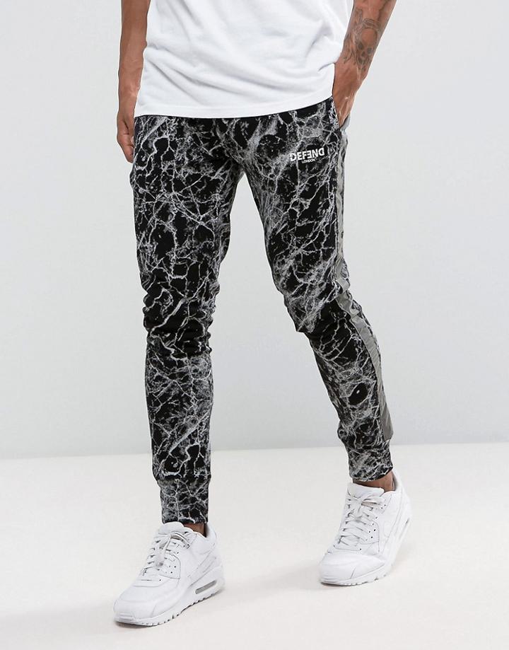 Defend London Skinny Joggers With Reflective Stripe - Black