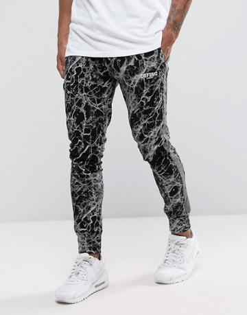 Defend London Skinny Joggers With Reflective Stripe - Black