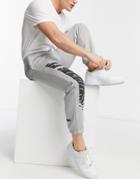 Pull & Bear Sweatpants With Placement Print In Gray Heather-grey