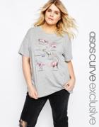 Asos Curve Dinosaur Names T-shirt - Gray