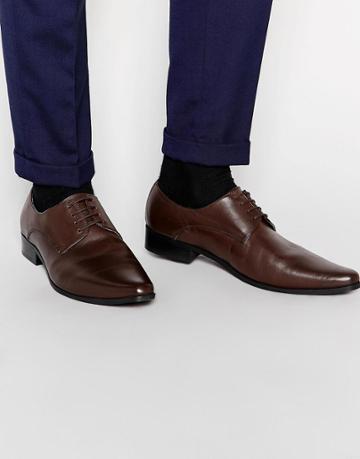 Frank Wright Leather Derby Shoes - Brown