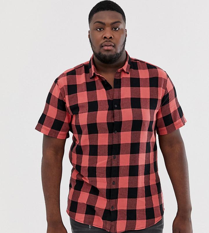 Only & Sons Short Sleeve Check Shirt In Red - Red