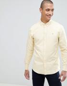 Farah Brewer Slim Fit Oxford Shirt In Lemon - Yellow