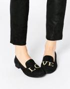 Park Lane Love Suede Slipper Shoes - Black