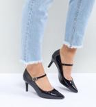 New Look Wide Fit Patent Point Mary Jane Court Shoe - Black