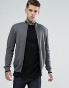 Ben Sherman Zip Through Panel Knit Sweater - Gray