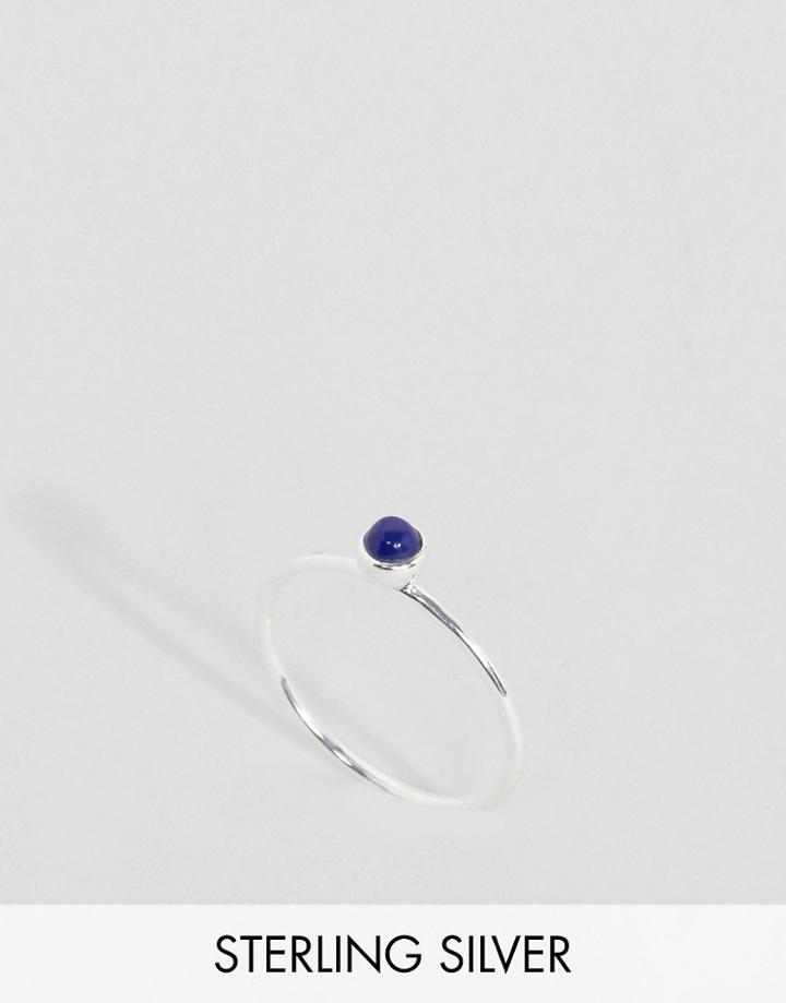 Asos Sterling Silver Stone Ring - Silver