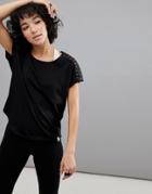 Only Play T-shirt With Mesh Cut Out Detail - Black